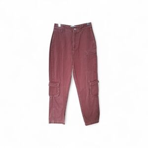 Twik Organic Cotton Cargo Pants | Burgundy | High Waist | Petite Small